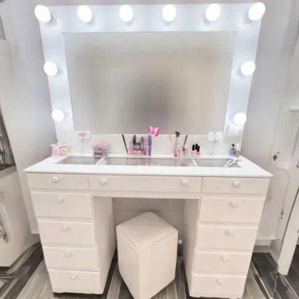 Mueble Tocador Espejo Hollywood 11 Cajones 1.20m Escritorio