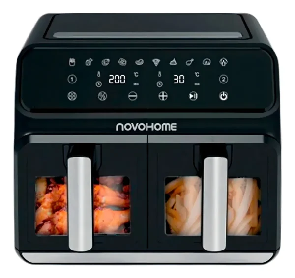 Freidora de Aire Novohome Digital 8Lts Doble Canastos 4+4 1700W NH-AF DUAL 100W - Image 2