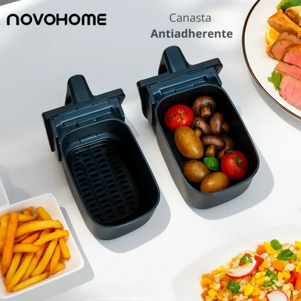 Freidora de Aire Novohome Digital 8Lts Doble Canastos 4+4 1700W NH-AF DUAL 100W - Image 6